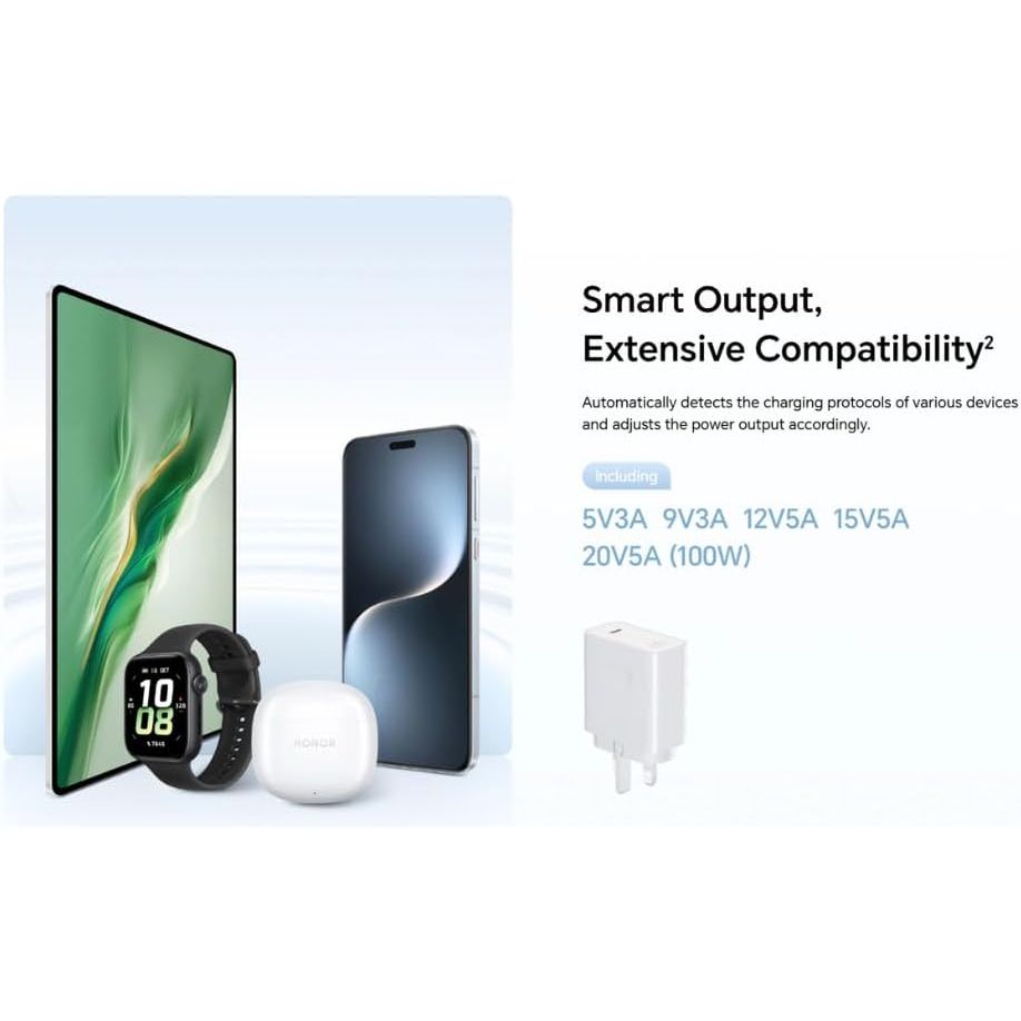 Buy HONOR,HONOR SuperCharge GaN Power Adapter – White (100W Max USB-C Fast Charger) - Gadcet UK | UK | London | Scotland | Wales| Near Me | Cheap | Pay In 3 | Power Adapters & Chargers