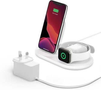 Buy Belkin,Belkin 3 in 1 Wireless Charger Stand Including Plug - White - Gadcet UK | UK | London | Scotland | Wales| Ireland | Near Me | Cheap | Pay In 3 | Power Adapter & Charger Accessories