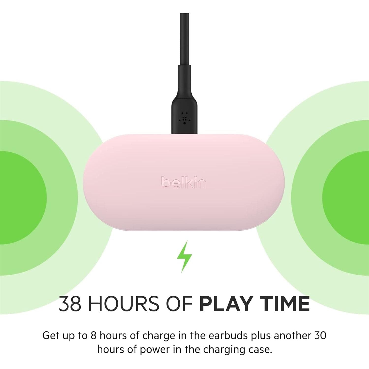 Buy Belkin,Belkin SOUNDFORM Play True Wireless Earbuds, Wireless Earphones with 3 EQ Presets, IPX5 Sweat and Water Resistant, 38 Hours Play Time for iPhone, Galaxy, Pixel and More - Pink - Gadcet UK | UK | London | Scotland | Wales| Near Me | Cheap | Pay In 3 | Headphones & Headsets