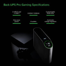 APC Gaming Back-UPS Pro 2200VA/1320W Pure Sine Wave UPS – RGB Lighting, UK Outlets, Arctic White – BGM2200-UK