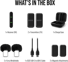 RØDE Wireless Micro - Compact Wireless Microphone, Two Mics with Charge Case for Smartphone Content Creation - Lightning, Black