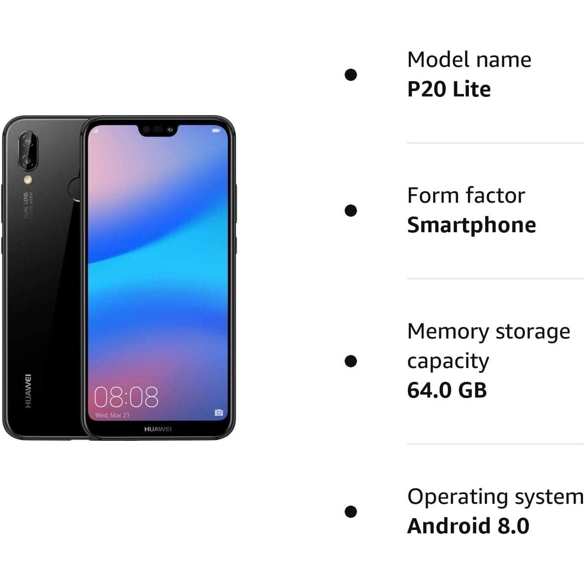 Buy Huawei,Huawei P20 Lite 4G 128GB Storage 4GB RAM Dual Sim - Black - Unlocked - Gadcet.com | UK | London | Scotland | Wales| Ireland | Near Me | Cheap | Pay In 3 | Mobile Phones