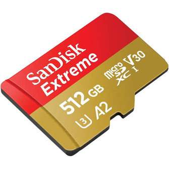 SanDisk Extreme 512GB microSDXC Card – UHS-I, 190MB/s Read, 130MB/s Write, 4K Video, Red/Gold (SDSQXAV-512G-GN6MN)