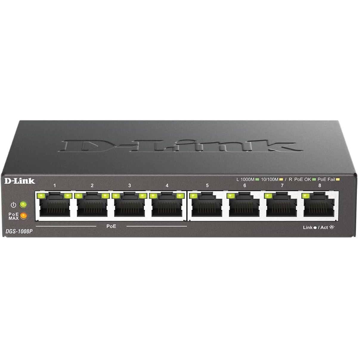 Buy D LINK,D-Link DGS-1008P 8-Port Gigabit Unmanaged PoE+ Network Switch – 4 PoE Ports, 60W Power Budget, Plug & Play, Metal Case - Gadcet UK | UK | London | Scotland | Wales| Near Me | Cheap | Pay In 3 | Power Over Ethernet Switches