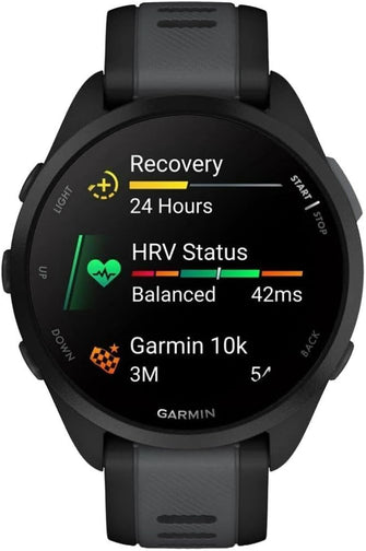 Buy Garmin,Garmin Forerunner 165 GPS Running Smartwatch - AMOLED Touchscreen, Advanced Training, 11-Day Battery, Black - Gadcet UK | UK | London | Scotland | Wales| Near Me | Cheap | Pay In 3 | Smart Watches