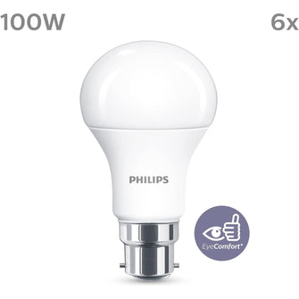 Buy PHILIPS,PHILIPS LED B22 Frosted 6 Pack Light Bulbs - 13 W (100 W) [Warm White] EyeComfort Non Dimmable for Indoor Home Lighting - Gadcet UK | UK | London | Scotland | Wales| Near Me | Cheap | Pay In 3 | LED Light Bulbs