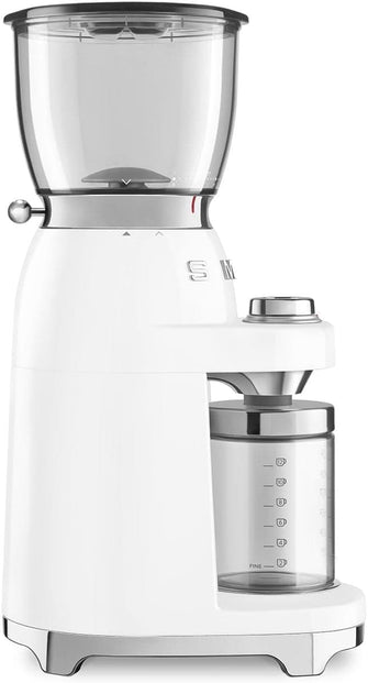 Buy Smeg,Smeg CGF01WHUK Coffee Grinder, Aluminium Construction, 50's Retro Style, 8 Programme Settings and 3 Grinding Grades, White - Gadcet UK | UK | London | Scotland | Wales| Near Me | Cheap | Pay In 3 | Small Kitchen Appliances