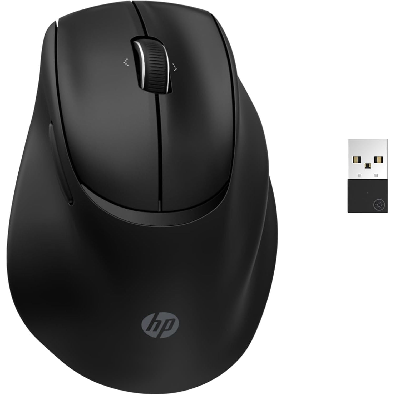 HP Tilt Ergonomic Mouse 720M Rechargeable Wireless + Bluetooth Mouse | Ultra-fast Rechargeable Supercapacitor | 1 Month Usage from a 3-Minute Charge | 7 Programmable Buttons | 6000 DPI Sensor | Black