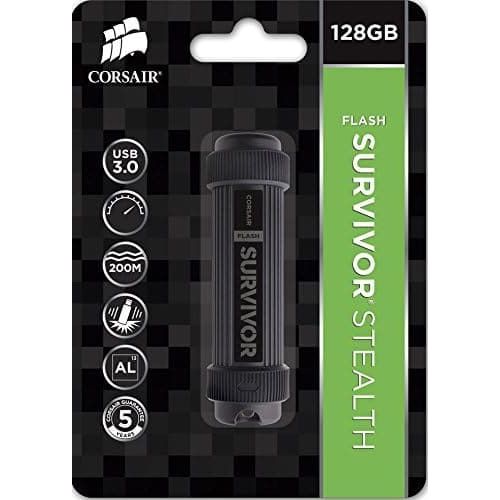 Buy Corsair,Corsair CMFSS3B-128GB Flash Survivor Stealth 200 m 128 GB USB 3 Rugged Design Water Proof Flash Drive - Black - Gadcet UK | UK | London | Scotland | Wales| Ireland | Near Me | Cheap | Pay In 3 | Computer Components