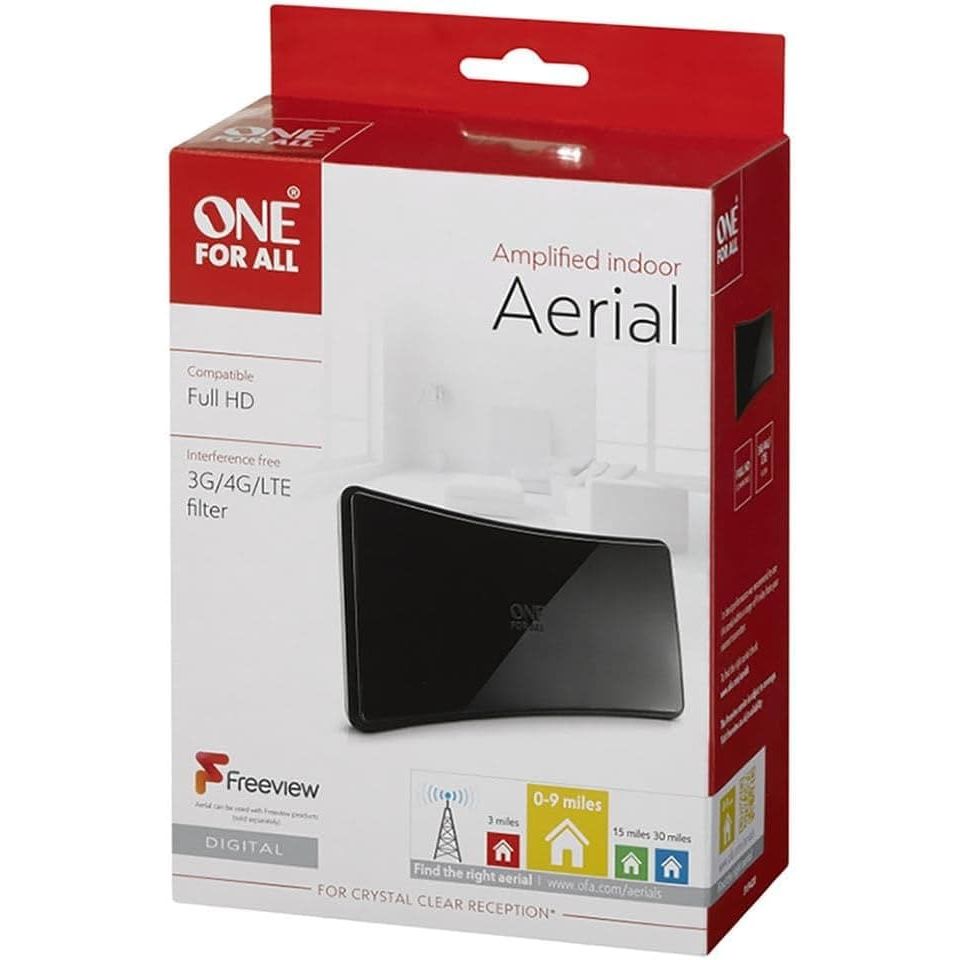 Buy One For All,One For All SV9420 Curved Indoor Digital TV Antenna - 9 Mile Range, Full HD, Freeview Ready, UHF/VHF, Black - Gadcet UK | UK | London | Scotland | Wales| Near Me | Cheap | Pay In 3 | TV Antennas