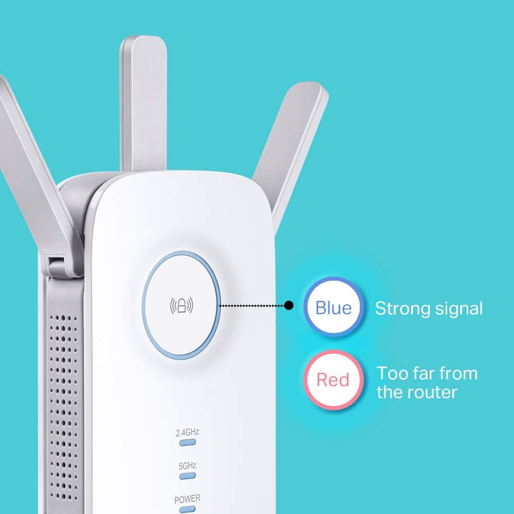 TP-Link,TP-Link AC1750 Universal Dual Band Range Extender, Broadband/Wi-Fi Extender, Wi-Fi Booster/Hotspot with 1 Gigabit Port and 3 External Antennas, Built-in Access Point Mode, UK Plug (RE450), White - Gadcet.com