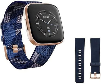 Buy Fitbit,Fitbit Versa 2 Special Edition Health and Fitness Smart Watch with Heart Rate, Music, Alexa Built-In, Sleep and Swim Tracking, Navy and Pink Woven/Copper Rose, One Size (S and L Bands Included) - Gadcet UK | UK | London | Scotland | Wales| Ireland | Near Me | Cheap | Pay In 3 | Watches