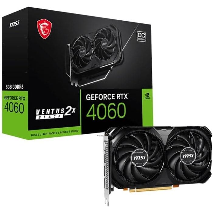 Buy MSI,MSI GeForce RTX 4060 VENTUS 2X BLACK 8G OC Gaming Graphics Card - 8GB GDDR6X, PCI Express Gen 4, 128-bit, 3x DP v 1.4a, HDMI 2.1a (Supports 4K & 8K HDR) - Gadcet UK | UK | London | Scotland | Wales| Ireland | Near Me | Cheap | Pay In 3 | Computer Components