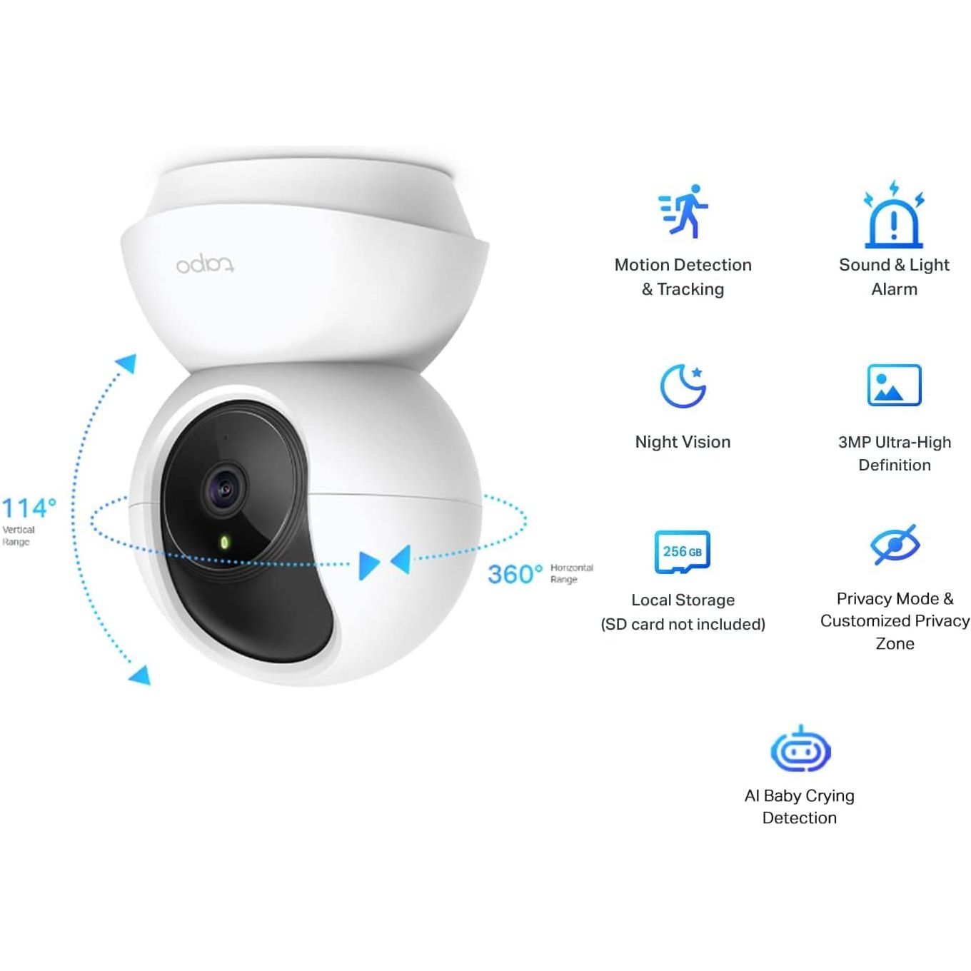 Buy TP-Link,Tapo 2K 3MP Pan Tilt Security Camera, Baby/Pet Dog AI Monitor, Smart Motion Detection & Tracking,2-Way Audio, Night Vision, Cloud & SD Card Storage, Works with Alexa & Google Home(Tapo C210) - Gadcet UK | UK | London | Scotland | Wales| Ireland | Near Me | Cheap | Pay In 3 | Security Safe Accessories
