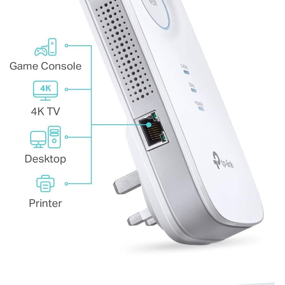 TP-Link,TP-Link AC1750 Universal Dual Band Range Extender, Broadband/Wi-Fi Extender, Wi-Fi Booster/Hotspot with 1 Gigabit Port and 3 External Antennas, Built-in Access Point Mode, UK Plug (RE450), White - Gadcet.com