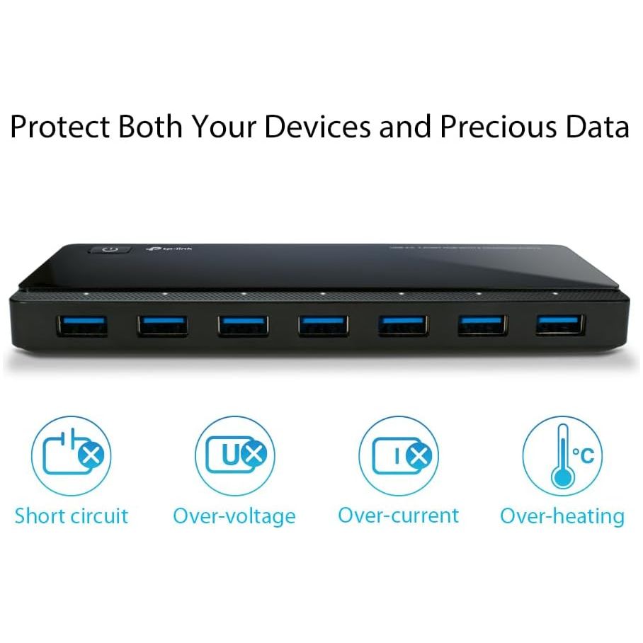 Buy TP-Link,TP-Link UH720 7-Port USB 3.0 Hub with 2 High-Speed 2.4A Charging Ports, 1m Cable, Compatible with Windows, macOS, Linux, Black - Gadcet UK | UK | London | Scotland | Wales| Near Me | Cheap | Pay In 3 | Chargers & Docking Stations