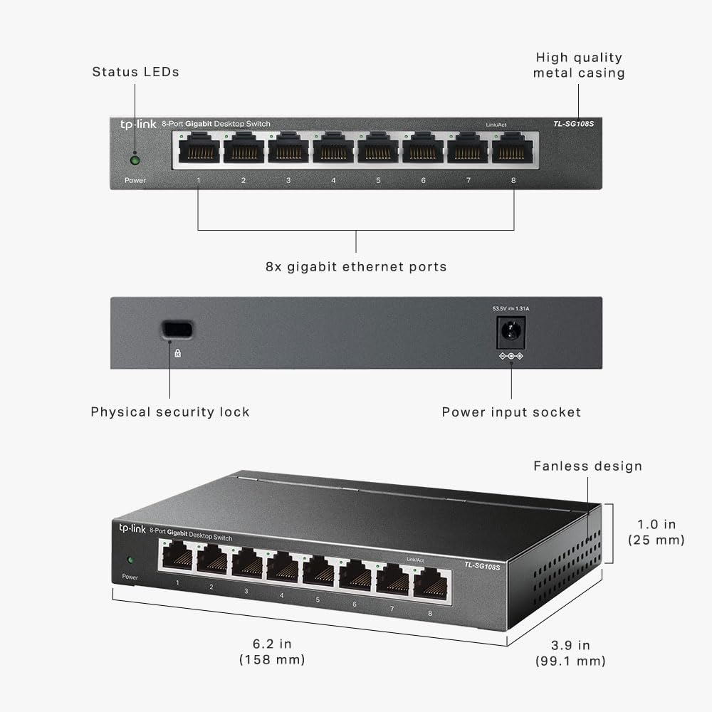 Buy TP-LINK,TP-Link TL-SG108S 8-Port Gigabit Network Switch – Plug & Play Ethernet Switch, Power Saving, Metal Case, QoS, IGMP Snooping, Desktop/Wall Mount - Gadcet UK | UK | London | Scotland | Wales| Near Me | Cheap | Pay In 3 | Unmanaged Network Switch