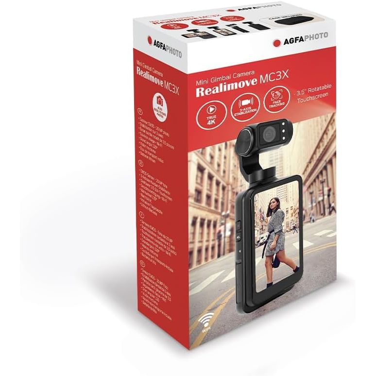 Buy AgfaPhoto,AgfaPhoto Realimove MC3X Gimbal Camera – 3-Axis 4K Ultra HD, 20 MP, Touchscreen Rotating Display – Black - Gadcet UK | UK | London | Scotland | Wales| Near Me | Cheap | Pay In 3 | Action Video Cameras