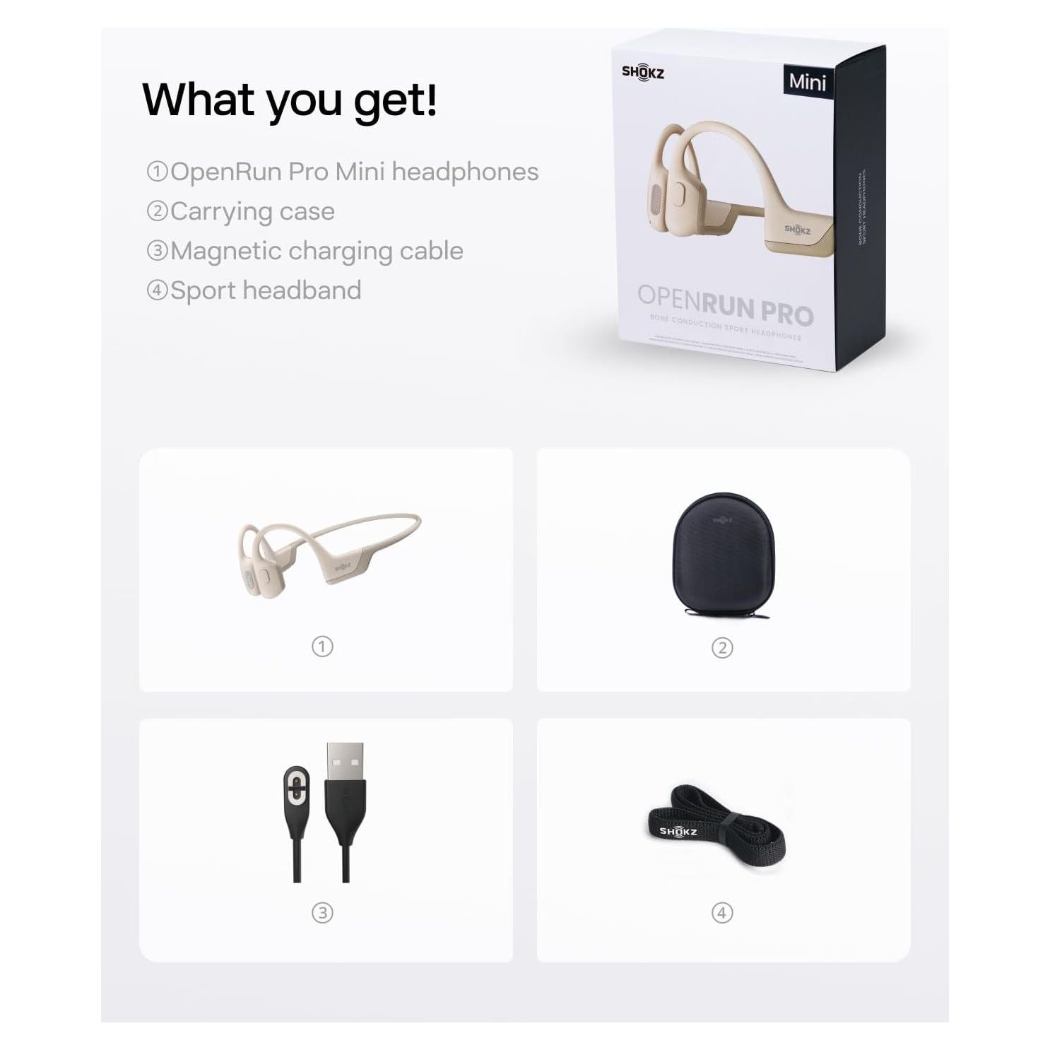 Buy Shokz,Shokz OpenRun Pro Mini Bone Conduction Headphones - Open-Ear Bluetooth, IP55 Waterproof, 10H Playtime, Beige - Gadcet UK | UK | London | Scotland | Wales| Near Me | Cheap | Pay In 3 | Headphones & Headsets