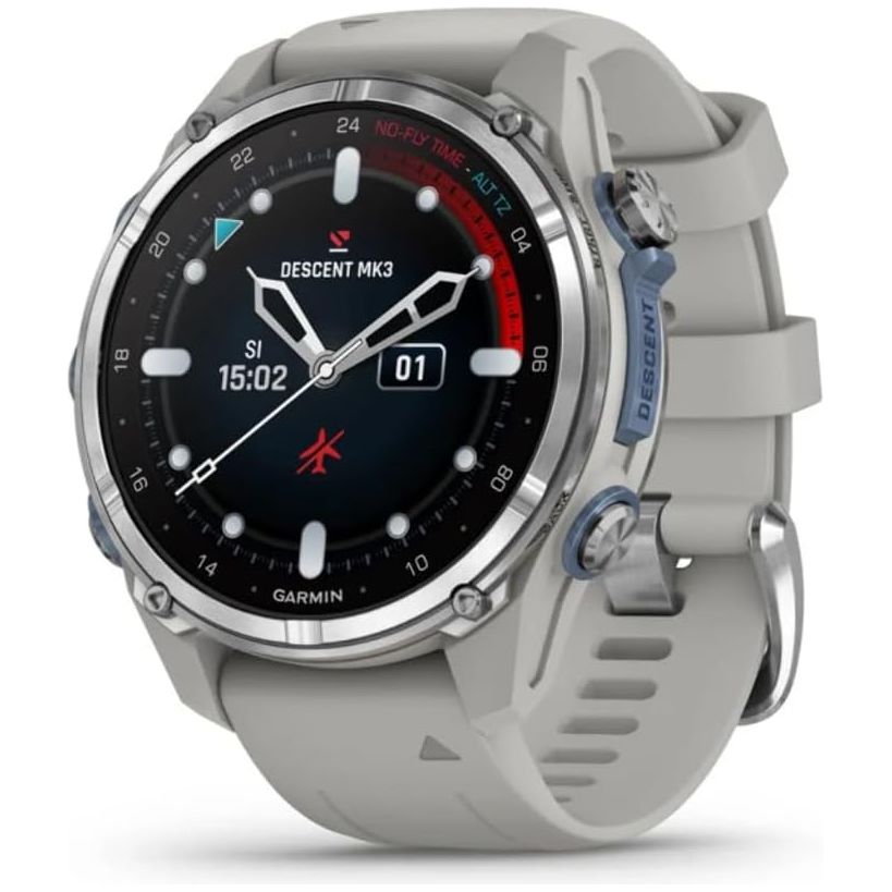 Buy Garmin,Garmin Descent Mk3 Dive Watch - 43mm Stainless Steel, Grey Fog Silicone Strap - Gadcet UK | UK | London | Scotland | Wales| Near Me | Cheap | Pay In 3 | Smart Watches