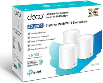 Buy TP-Link,TP-Link Deco X50 AX3000 Whole Home AI-Driven Mesh Wi-Fi 6 System, Dual-Band with Gigabit Ports, Coverage up to 6,500 ft2, Connect up to 150 devices, 1 GHz Dual-Core CPU, HomeShield Security, Pack of 3 - Gadcet UK | UK | London | Scotland | Wales| Ireland | Near Me | Cheap | Pay In 3 | Network Cards & Adapters