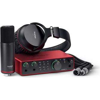 Focusrite Scarlett 2i2 Studio 4th Gen USB Audio Interface Bundle – Condenser Mic & Headphones for Recording & Streaming