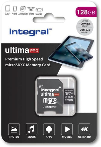Buy Integral,Integral 128GB Micro SD Card 4K Video Premium High Speed Memory Card SDXC Up to 100MB s Read and 50MB s Write speed V30 C10 U3 UHS-I A1 - Gadcet UK | UK | London | Scotland | Wales| Near Me | Cheap | Pay In 3 | Flash Memory Cards