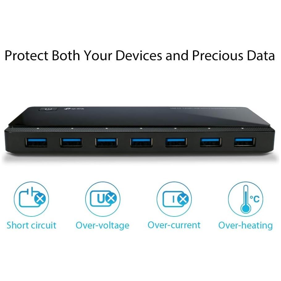 Buy TP-Link,TP-Link UH720 7-Port USB 3.0 Hub with 2 High-Speed 2.4A Charging Ports, 1m Cable, Compatible with Windows, macOS, Linux, Black - Gadcet UK | UK | London | Scotland | Wales| Near Me | Cheap | Pay In 3 | Chargers & Docking Stations