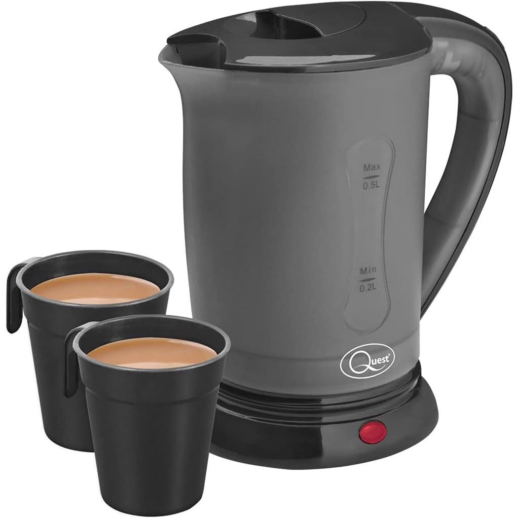 Buy Quest,Quest Black Travel Kettle with 2 Cups – Portable, Lightweight, Dual Voltage - Gadcet UK | UK | London | Scotland | Wales| Near Me | Cheap | Pay In 3 | Electric Kettles