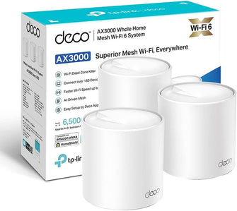 Buy TP-Link,TP-Link Deco X50 AX3000 Whole Home AI-Driven Mesh Wi-Fi 6 System, Dual-Band with Gigabit Ports, Coverage up to 6,500 ft2, Connect up to 150 devices, 1 GHz Dual-Core CPU, HomeShield Security, Pack of 3 - Gadcet UK | UK | London | Scotland | Wales| Ireland | Near Me | Cheap | Pay In 3 | Network Cards & Adapters