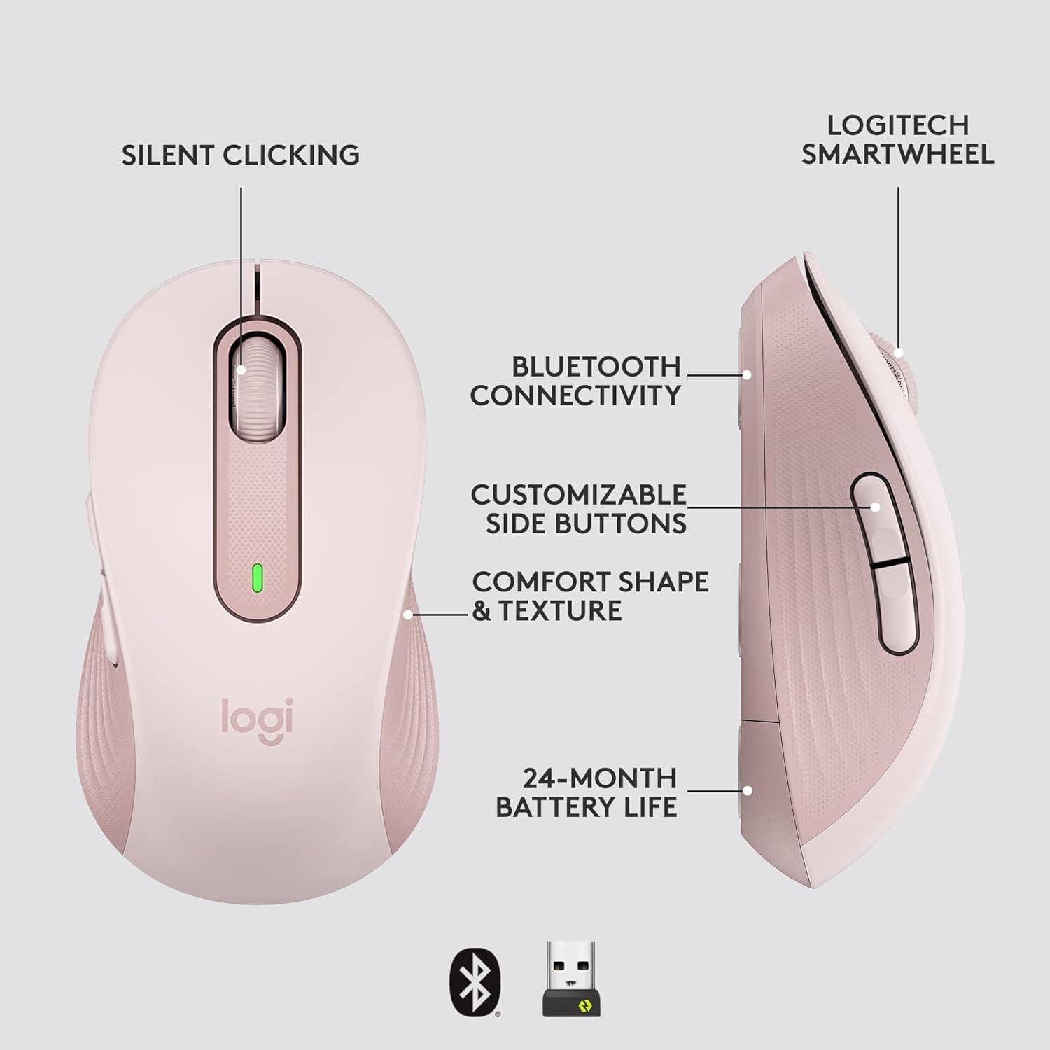 Buy Logitech,Logitech Signature M650 L Full Size Wireless Mouse - For Large Sized Hands, 2-Year Battery, Silent Clicks, Customisable Side Buttons, Bluetooth, for PC/Mac/Multi-Device/Chromebook - Pink - Gadcet UK | UK | London | Scotland | Wales| Near Me | Cheap | Pay In 3 | Keyboard & Mouse