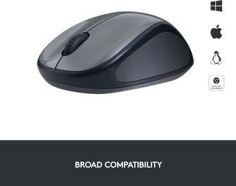 Logitech M235 Wireless Mouse, 2.4 GHz with USB Receiver, 1000 DPI Optical Tracking, 12 Month Battery, Compatible with PC, Mac, Laptop, Chromebook - Grey