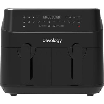 Buy DEVOLOGY,Devology Double Air Fryer, 9L, 2 x 4.5L Dual Zone , Air Fryer, 12-in-1 Pre-Sets, Digital LED Display, Two Zone Airfryer,Healthy Oil-free, Dual Basket Air Fryer - Gadcet UK | UK | London | Scotland | Wales| Near Me | Cheap | Pay In 3 | Kitchen & Home Appliances