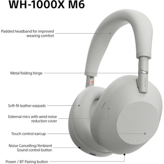 Buy Sony,Sony WH-1000XM6 Wireless Noise Cancelling Headphones – Over-Ear, Hi-Res Audio, 30H Battery, Silver - Gadcet UK | UK | London | Scotland | Wales| Near Me | Cheap | Pay In 3 | Over-Ear Headphones