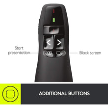 Buy Logitech,Logitech R400 Wireless Presentation Remote, 2.4 GHz, USB-Receiver, Red Laser Pointer, 15-Meter Operating Range, 6 Buttons, Intuitive Slideshow Control, Battery Indicator, PC - Black - Gadcet UK | UK | London | Scotland | Wales| Near Me | Cheap | Pay In 3 | Remote Controls