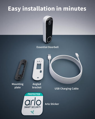 Arlo Wireless HD Video Doorbell – Outdoor WiFi Security Camera, Motion Sensor, Night Vision, 6-Month Battery Life, Free Arlo Secure Trial, White