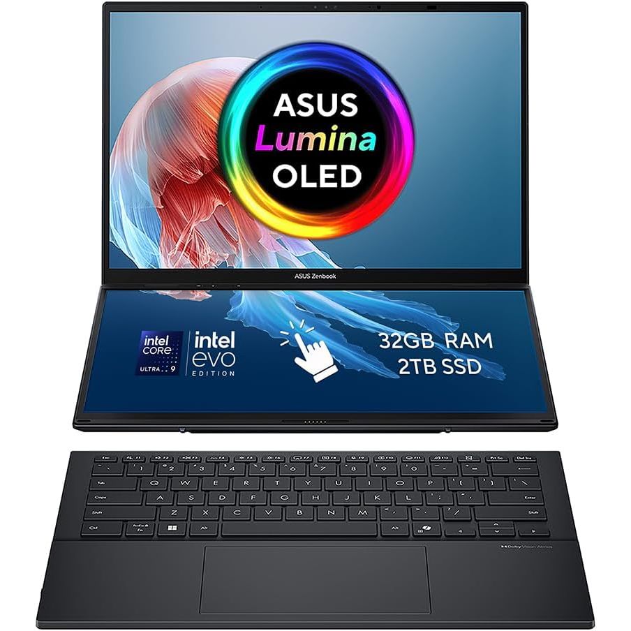 Buy ASUS,ASUS Zenbook Duo 14 OLED UX8406CA Laptop – 14" 120Hz 3K Dual-OLED Touchscreen, Intel Core Ultra 9-285H, 32GB RAM, 2TB SSD, Detachable Keyboard – Windows 11 - Gadcet UK | UK | London | Scotland | Wales| Near Me | Cheap | Pay In 3 | Laptops
