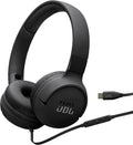 JBL Tune 520 C Comfort Fit Wired On Ear Headphones with Microphone, Pure Bass Sound, EQ Presets, USB-C Connectivity, Foldable Design and Tangle-Free Cable, Black