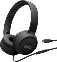 JBL Tune 520 C Comfort Fit Wired On Ear Headphones with Microphone, Pure Bass Sound, EQ Presets, USB-C Connectivity, Foldable Design and Tangle-Free Cable, Black