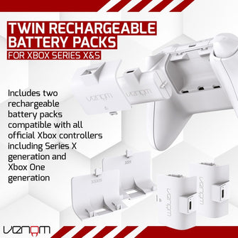 Buy Gadcet Dagenham,Venom Xbox Controller Rechargeable Battery Twin Pack - White (Xbox Series X & S/Xbox One) - Gadcet UK | UK | London | Scotland | Wales| Near Me | Cheap | Pay In 3 | Video Game Console & Controller Batteries
