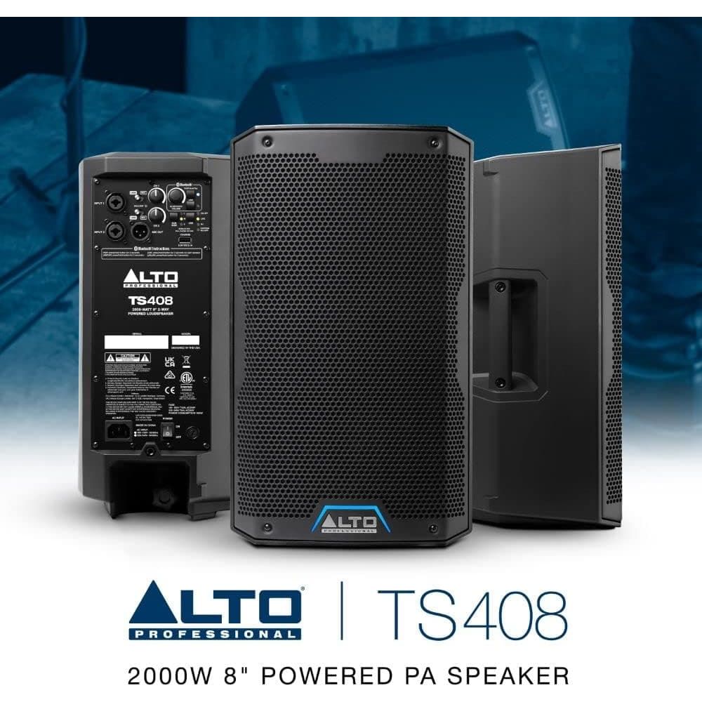 Buy ALTO,Alto Professional TS408 - 2000W 8" Active PA Speaker with 3 Channel Mixer, Bluetooth Streaming, Wireless Loudspeaker linking, DSP and Alto App - BLACK - Gadcet UK | UK | London | Scotland | Wales| Near Me | Cheap | Pay In 3 | Speakers