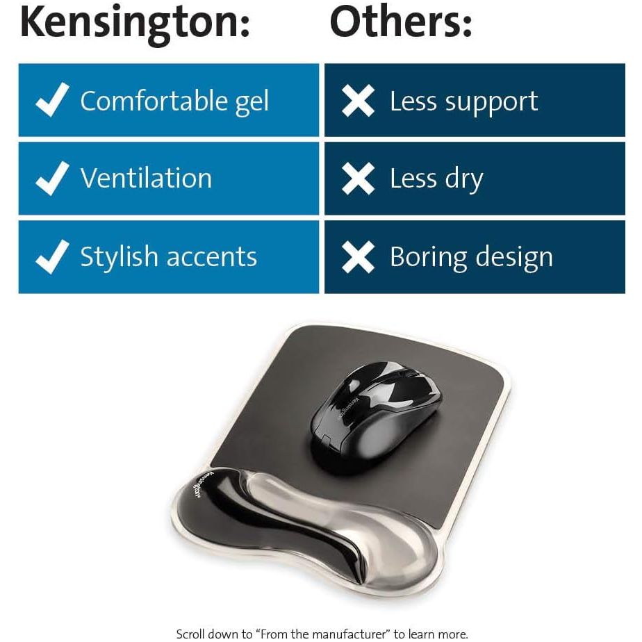 Buy Kensington,Kensington Duo Gel Mouse Pad with Ergonomic Wrist Rest - Grey (K62399US) - Gadcet UK | UK | London | Scotland | Wales| Near Me | Cheap | Pay In 3 | Mouse Pads