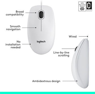 Buy Logitech,Logitech M100 Wired USB Mouse – 1000 DPI Optical Tracking, 3 Buttons, Ambidextrous – Compatible with PC, Mac & Laptop – White - Gadcet UK | UK | London | Scotland | Wales| Near Me | Cheap | Pay In 3 | Keyboard & Mouse