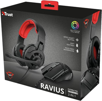 Buy ‎Trust,Trust Ravius - Headset Wired Head-band + Mouse - Gaming Bundle - Black|Red - Gadcet UK | UK | London | Scotland | Wales| Ireland | Near Me | Cheap | Pay In 3 | Computer Accessories