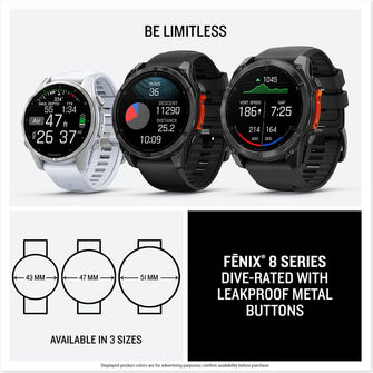 Garmin fēnix 8 43mm – AMOLED, Sapphire, GPS Multisport Smartwatch, Carbon Gray DLC Titanium, Pebble Gray Band