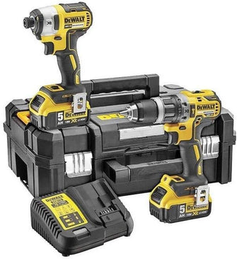 DEWALT DCK266P2T-GB XR Brushless Combi Drill & Impact Driver Kit – 18V, 2 x 5.0Ah Batteries, TSTAK Case
