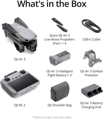 Buy DJI,DJI Air 3 Drone Fly More Combo 4K HDR with DJI RC 2 Remote, Dual Cameras (Tele & Wide-Angle), 48MP, 46-Min Flight Time, O4 System, Includes 2 Extra Batteries - Gadcet UK | UK | London | Scotland | Wales| Near Me | Cheap | Pay In 3 | Drones