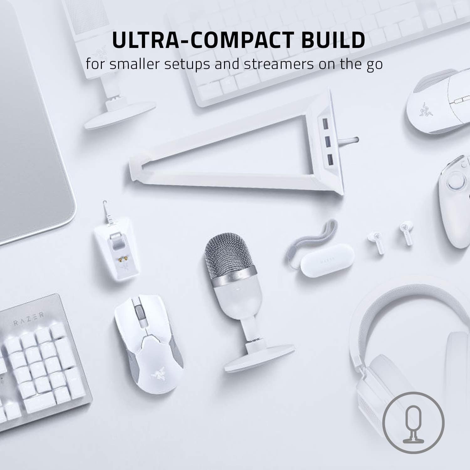 Buy Razer,Razer Seiren Mini USB Streaming Microphone: Precise Supercardioid Pickup Pattern - Professional Recording Quality - Ultra-Compact Build - Heavy-Duty Tilting Stand - Shock Resistant - Mercury White - Gadcet UK | UK | London | Scotland | Wales| Ireland | Near Me | Cheap | Pay In 3 | Microphones