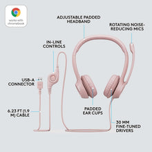 Buy Logitech,Logitech H390 Wired Headset - USB-A, Noise Cancelling Microphone, In-Line Controls, Stereo Sound, Compatible with PC/Laptop/Chromebook - Rose - Gadcet UK | UK | London | Scotland | Wales| Near Me | Cheap | Pay In 3 | Headphones & Earphones