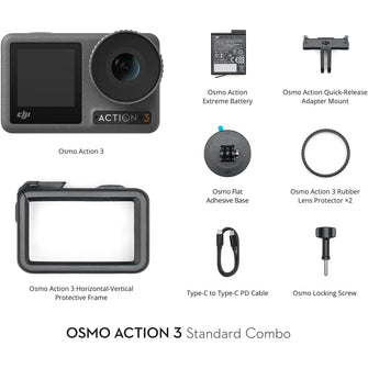 Buy DJI,DJI Osmo Action 3 Standard Combo, Waterproof Action Camera with 4K HDR & Super-Wide FOV, 10-Bit Color Depth, HorizonSteady, Cold Resistant & Long-Lasting, Vlogging Camera for YouTube - Gadcet UK | UK | London | Scotland | Wales| Near Me | Cheap | Pay In 3 | Action Cameras